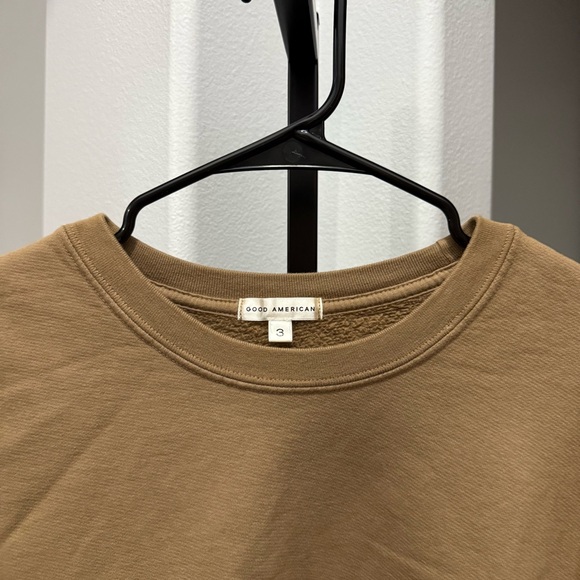 Good American Tan Crew Neck Sweater Boyfriend Oversized Size 3 Large - Picture 3 of 8